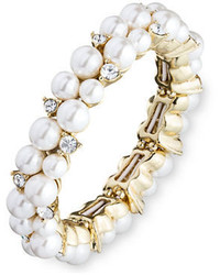 Anne Klein Clustered Pearl And Clear Stone Bracelet