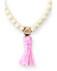 Domo Beads Mala Bracelet White Pastel Pink Tassel