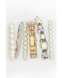Givenchy Small Faux Pearl Bracelet Rhodium Crystal