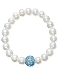 Macy's Pearl Bracelet Cultured Freshwater Pearl And Blue Crystal Bead Bracelet