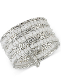 Kenneth Cole New York Silver Tone White Bead Cuff Bracelet