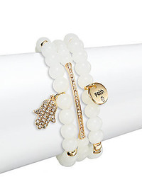 Saks Fifth Avenue Pave Faith Charm Beaded Braceletsset Of 3