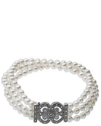 Lord & Taylor Pearl Bracelet With Diamonds In Sterling Silver 015 Ct Tw