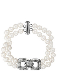 Lord & Taylor Sterling Silver Fresh Water Pearl And Crystal Bracelet