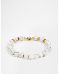 Reclaimed Vintage Stone Beaded Bracelet In White