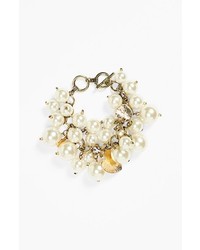 Tildon Faux Pearl Cluster Charm Bracelet