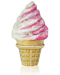 Judith Leiber Couture Crystal Vanilla Conestrawberry Twist Ice Cream Cone Clutch Bag