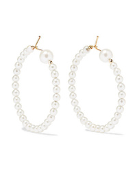 Mizuki 14 Karat Gold Pearl Hoop Earrings