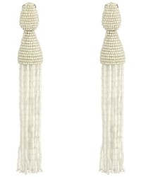 Oscar de la Renta Long Bugle Bead Tassel C Earrings