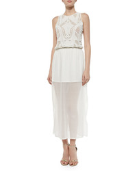 Karina Grimaldi Emma Silk Beaded Maxi Dress White