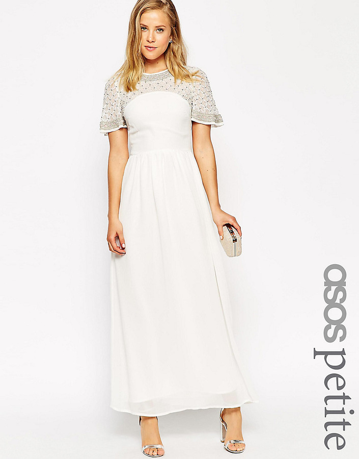 white beaded maxi dress