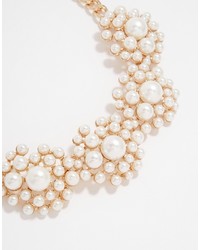 Warehouse Faux Pearl Flower Collar Necklace