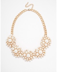 Warehouse Faux Pearl Flower Collar Necklace
