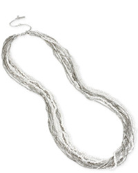 Kenneth Cole New York Silver Tone Bead Layered Long Necklace