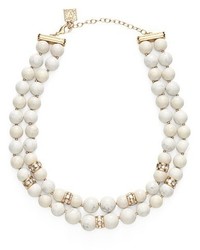 Anne Klein Stone Bead Two Row Collar Necklace
