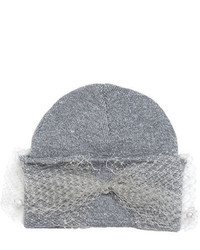 Beanie Hat With Veil Bow