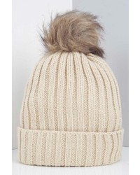 Boohoo Olivia Faux Fur Pom Beanie Hat