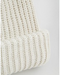 Pieces Fisherman Knit Beanie In White