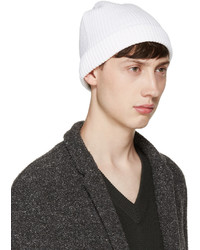 Lemaire White Ribbed Beanie