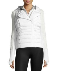 Blanc Noir 3 In 1 Satin Packable Moto Jacket Vest White