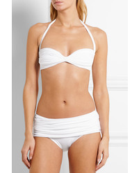 Norma Kamali Bill Ruched Halterneck Bikini Top White