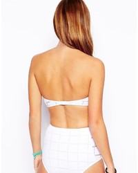 Asos Collection Textured Square Longline Bandeau Bikini Top