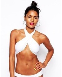 Asos Cross Wrap Halter Bikini Top White