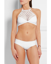 Mikoh Lanikai Macram Paneled Halterneck Bikini Top White