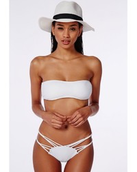 Missguided Larita Plait Detail Bandeau Bikini White