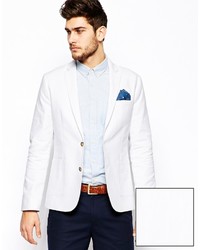 Asos Brand Slim Fit Blazer In Washed Cotton
