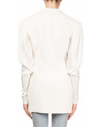 Magda Butrym Bre Button Front Fitted Sleeve Blazer With Pearlescent Cuffs