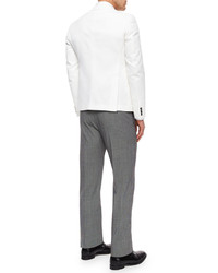 Armani Collezioni Contrast Tipped Textured Jacket White