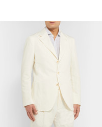 Caruso Cream Butterfly Cotton Linen And Silk Blend Suit Jacket