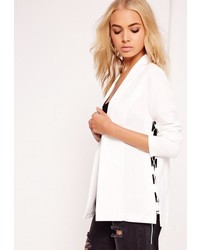 Missguided Crepe Lace Up Blazer White