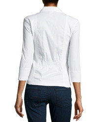 XCVI Eloise Ruffle Trim Blazer Jacket White