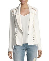 Haute Hippie Fitted Lace Up One Button Blazer White