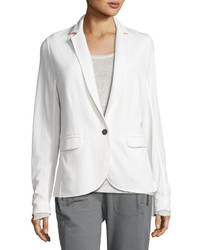 Grey State City Cotton Contrast Collar Blazer Whitepink