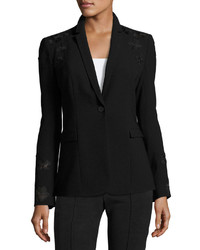 Elie Tahari Mauricia Blazer Jacket W Floral Appliqu