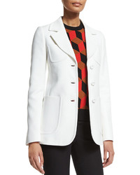 Michael Kors Michl Kors Collection Patch Pocket Three Button Jacket Optic White