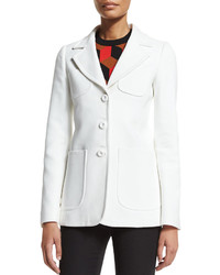 Michael Kors Michl Kors Collection Patch Pocket Three Button Jacket Optic White