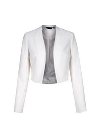 New Look White Collarless Crop Blazer