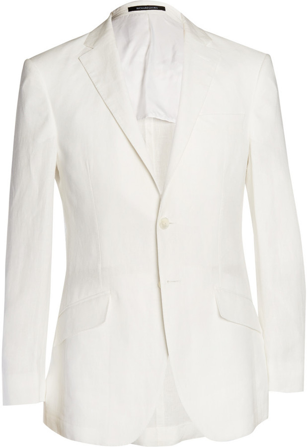Richard James Off White Slim Fit Linen Suit Jacket, $870 | MR 