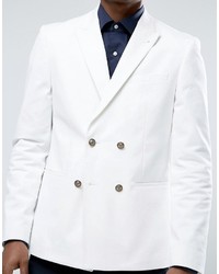 Asos Skinny Blazer In White With Gold Buttons
