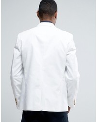 Asos Skinny Blazer In White With Gold Buttons
