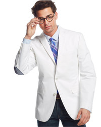 Bar III Slim Fit White Cotton Elbow Patch Sport Coat