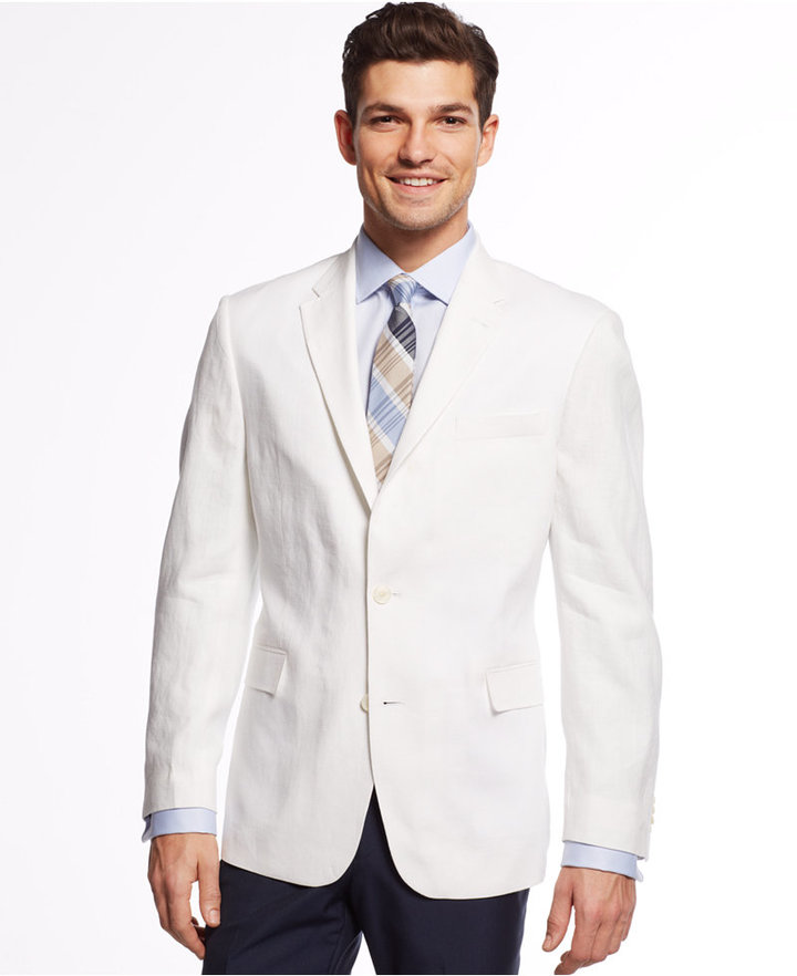 Tommy Hilfiger Tan Solid Hopsack Linenblend Sport Coat in Natural