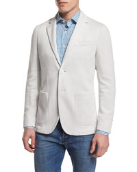 Canali Solid Two Button Jersey Jacket White
