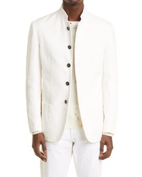 Massimo Alba Stand Collar Stretch Cotton Jacket In Bianco At Nordstrom