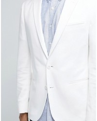 Asos Super Skinny Jersey Blazer In White