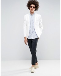 Asos Super Skinny Jersey Blazer In White